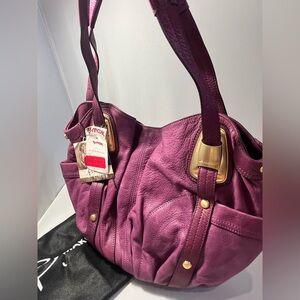 NWT Elegant Purple Leather Shoulder Bag by B MAKOWSKY